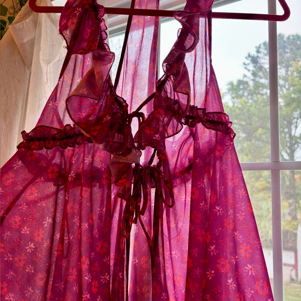 Free People Sheer Pink Blouse